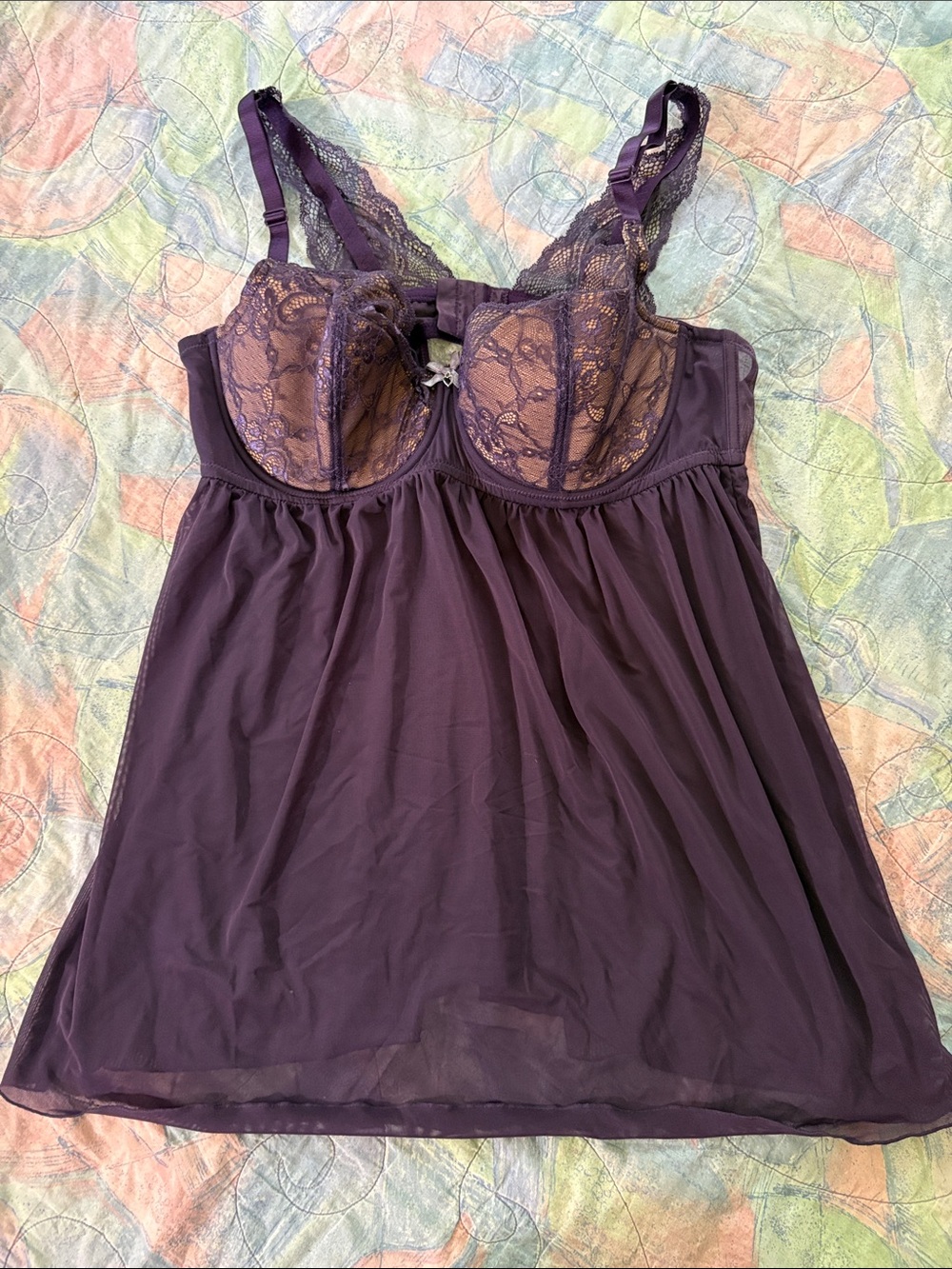 Adore Me Purple Lace Babydoll Chemise